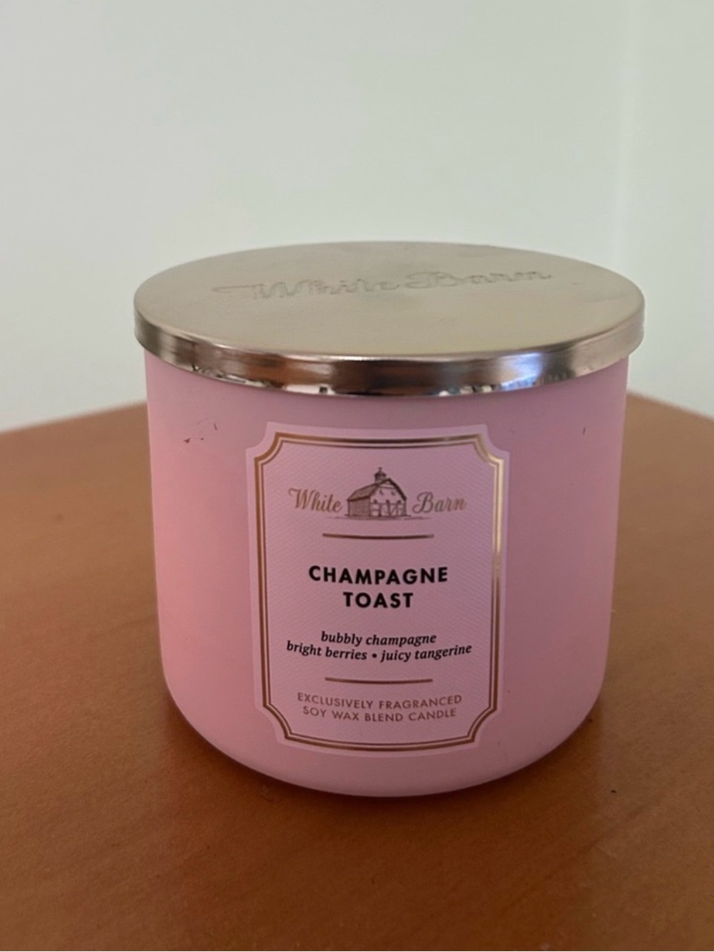 White Barn Pink Champagne Toast Soy Candle with Silver Lid